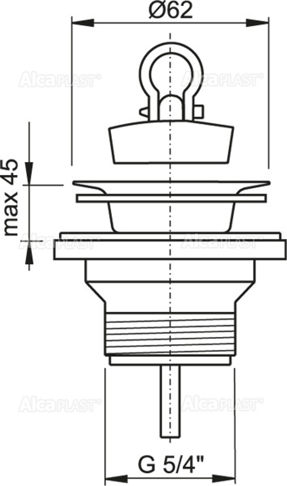 Водослив для раковины Alcadrain 5/4" с нержавеющей peшeткой, 63 мм (A31)