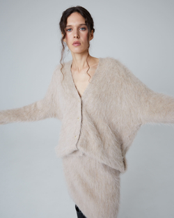 Кардиган на пуговицах из альпака светло-бежевый