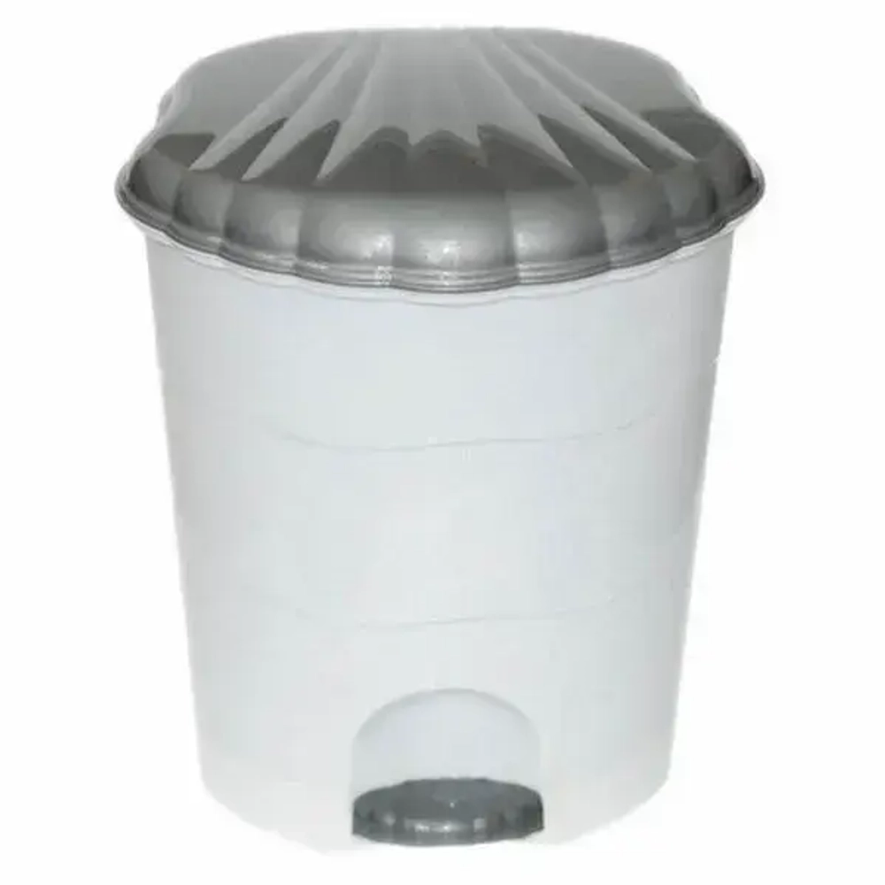 Ведро для мусора с педалью 18л (бело-серый)