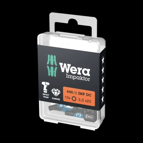 Бита ударная шестигранная 3x25 мм 840/1 IMP DC Hex-Plus SW DIY-Box 10шт WERA 05057603001