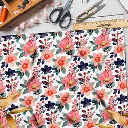 Ткань дюспо розовые цветы с фиолетовым акцентом