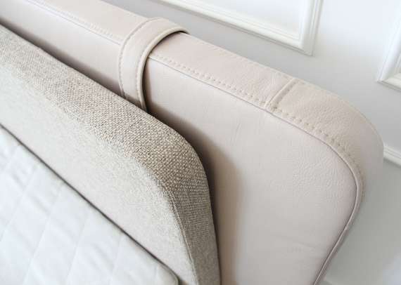 Кровать двуспальная Hub 180 см (бежевый, экокожа, рогожка)