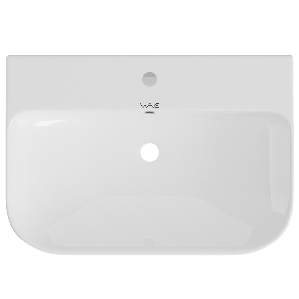 Умывальник-моноблок ELITE2 WAVE 650*450*835 ш*г*в, с хром переливом, белый, прямоуг