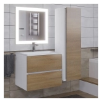 Тумба с раковиной Uperwood Barsa 60 см, раковина белая, подвесная тумба белая/дуб сонома