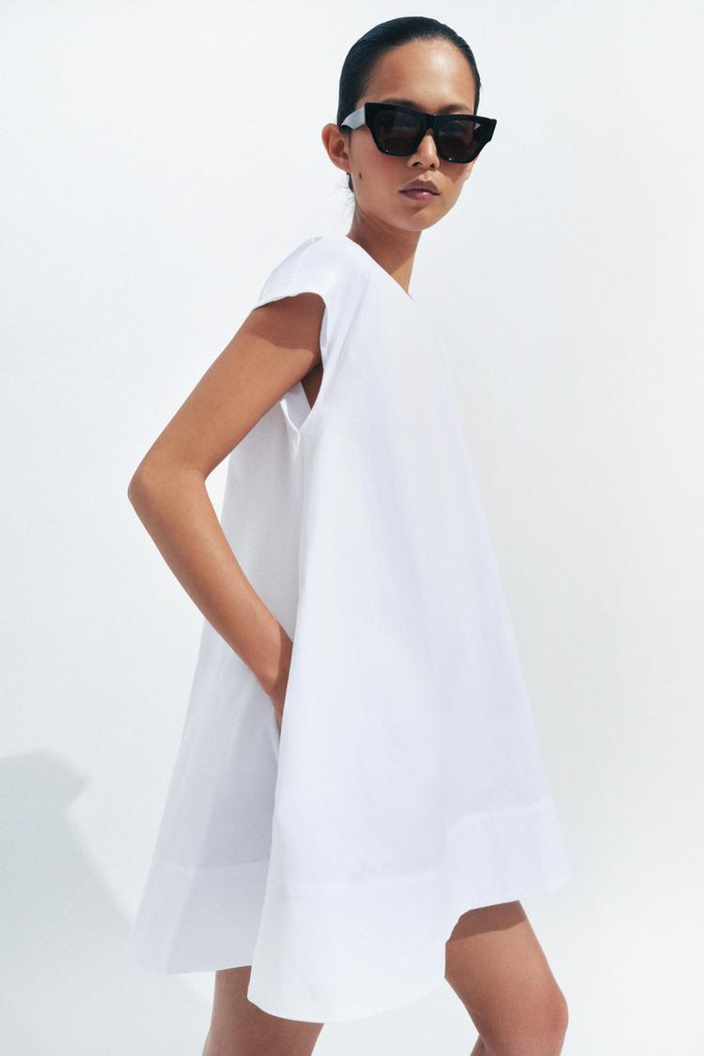 ZARA КОРОТКОЕ ПЛАТЬЕ — ZW COLLECTION, БЕЛЫЙ