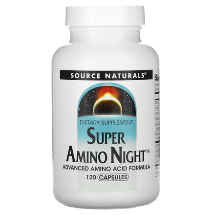 Source Naturals, Super Amino Night, формула с аминокислотами, ночная, 120 капсул