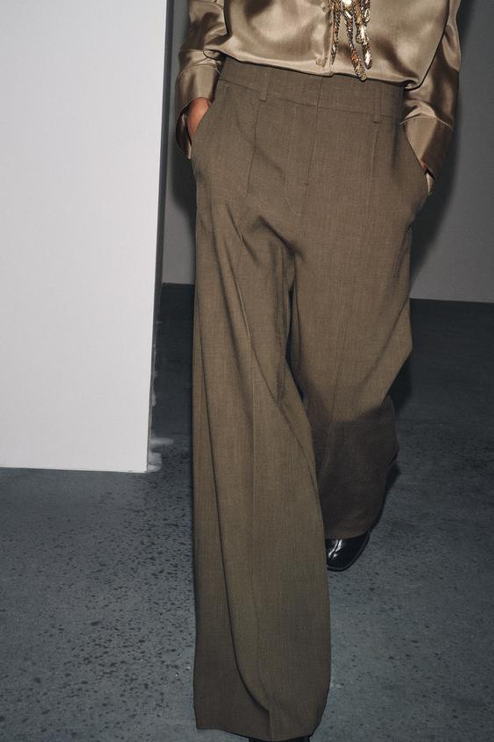 ZARA БРЮКИ В СТИЛЕ МИНИМАЛ — ZW COLLECTION, КОРИЧНЕВЫЙ