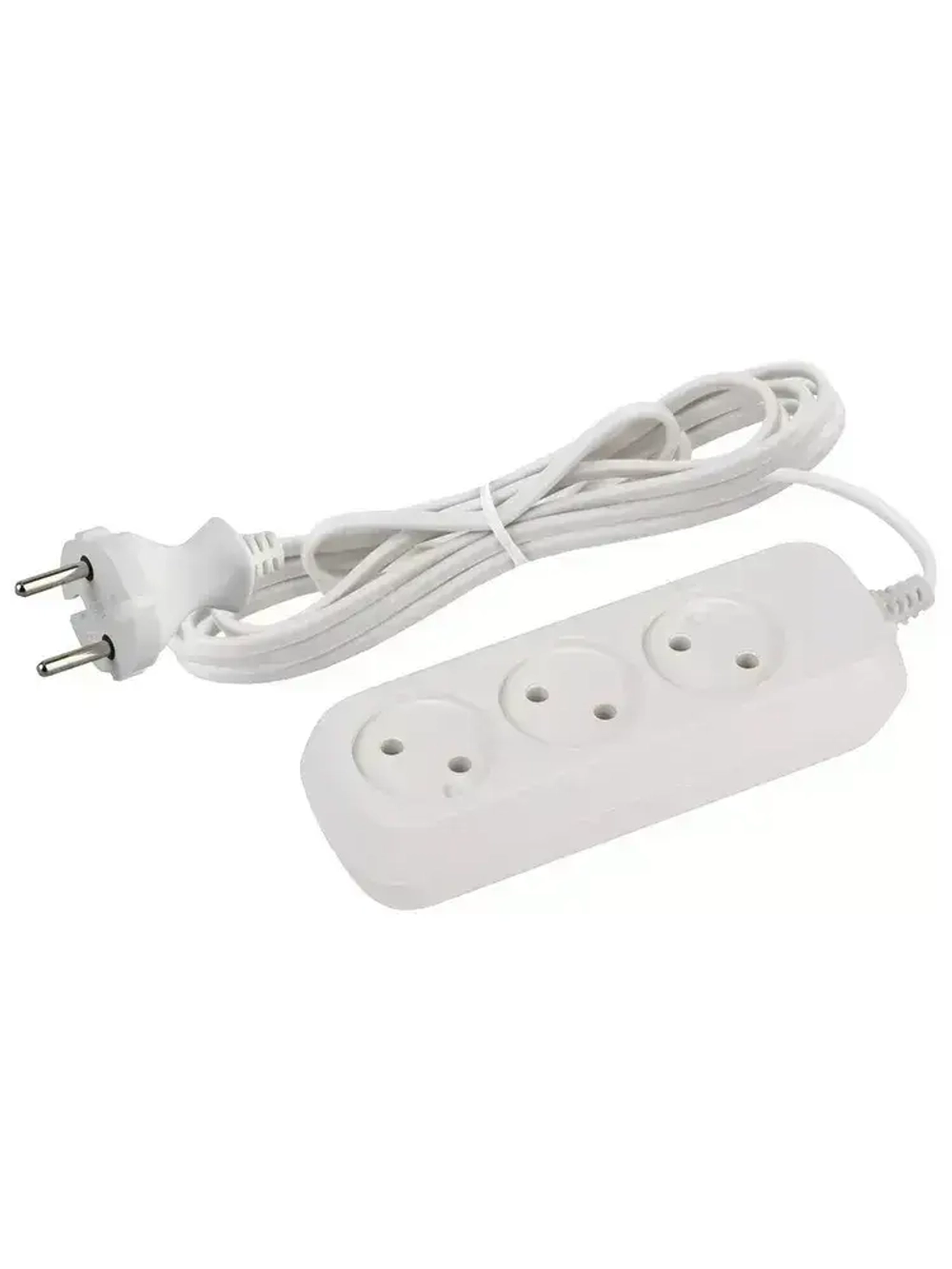 Удлинитель сетевой электрический Intro U330-W без заземления 3 розетки, 3 м, ШВВП 2х0,75мм2, 6A, белый