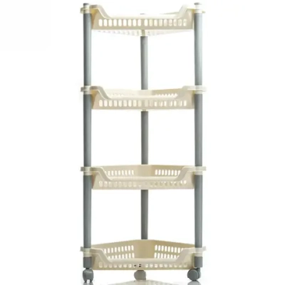 Этажерка угловая 4-х секциионная на колесиках, цвет микс, 82*38*30см
