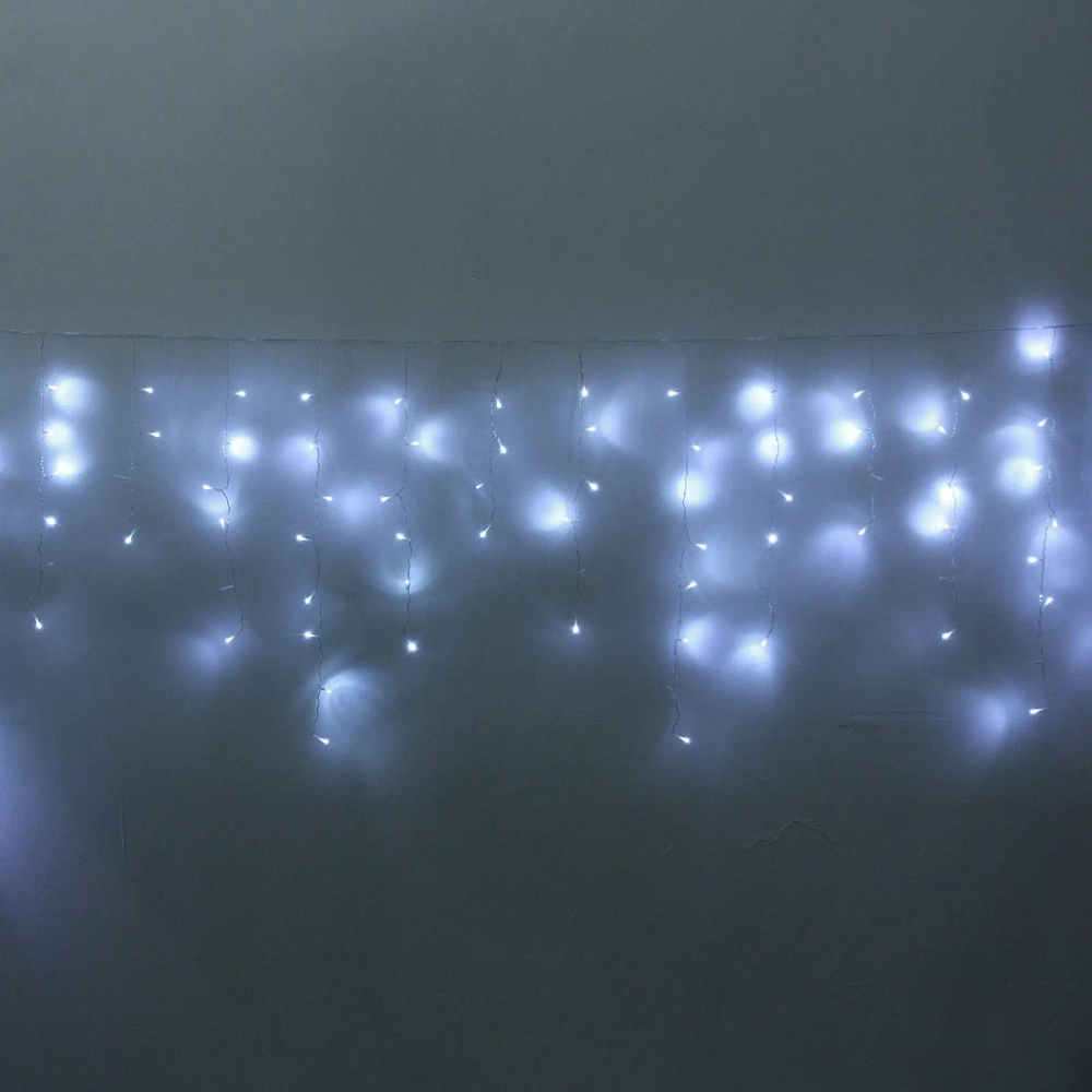 Гирлянда для улицы БАХРОМА «Мерцание» ш5м* в0,4/0,6/0,8 см 196 ламп LED, прозр.пров, 1 реж, IP-54, Белый (возможность соединения)
