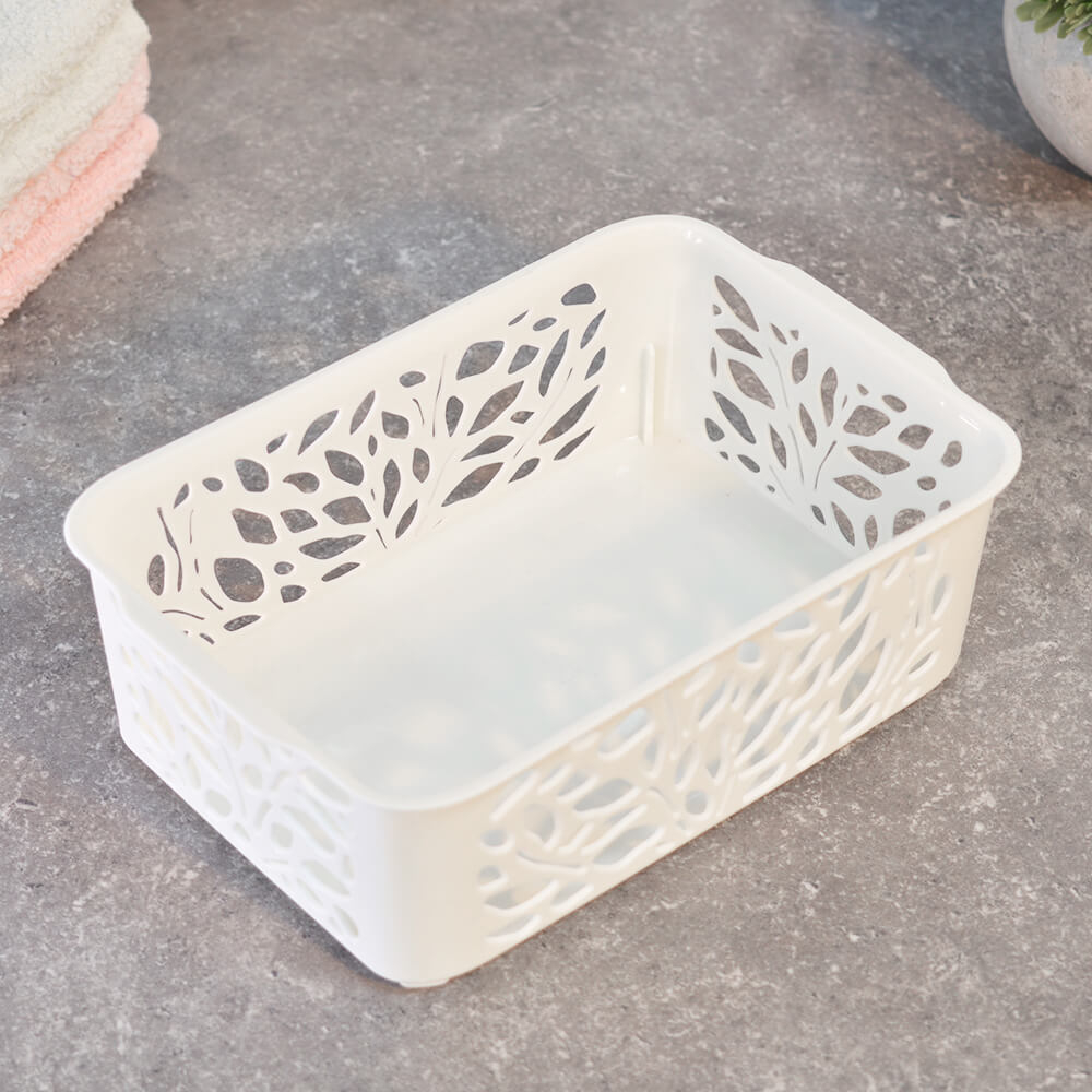 Корзина 1,2л "Leaves" 184*127*62мм, молочный