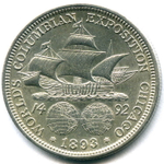 1/2 доллара 1893. США XF+ (Колумб)