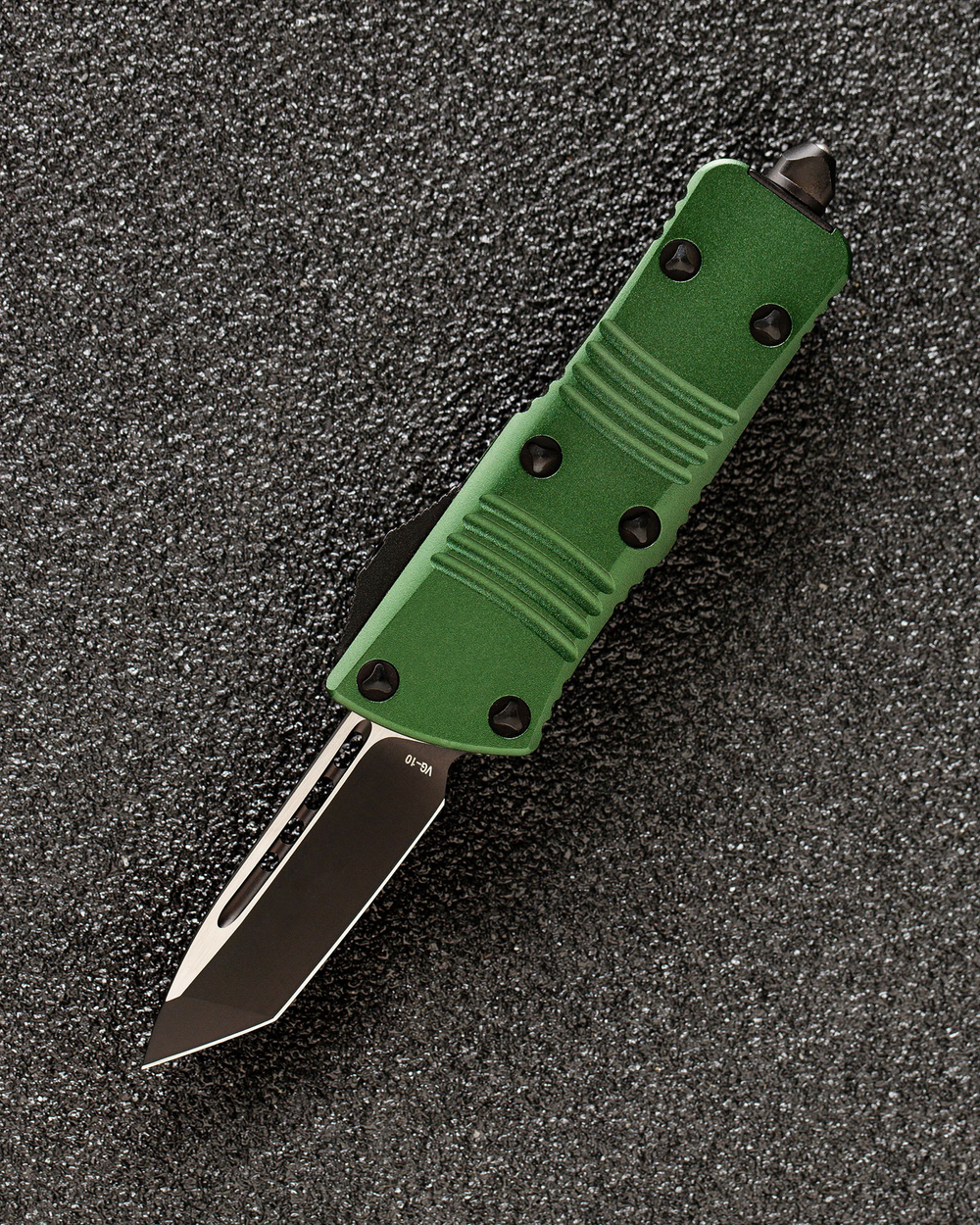 Автоматический складной нож SteelBro Microtech Mini Troodon Black Tanto 240-1OD (зеленый) фронталка/выкидуха