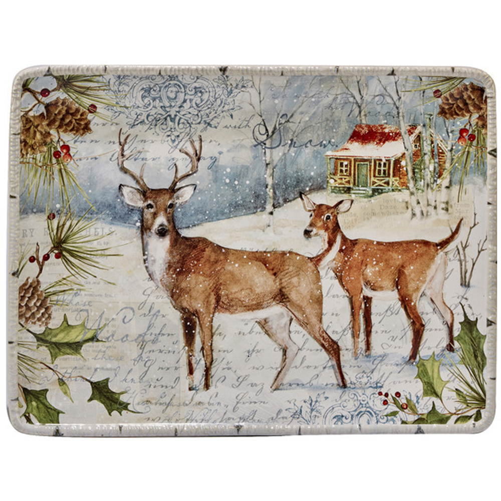 Блюдо прямоугольное Certified Int. Зимний домик 41х30см