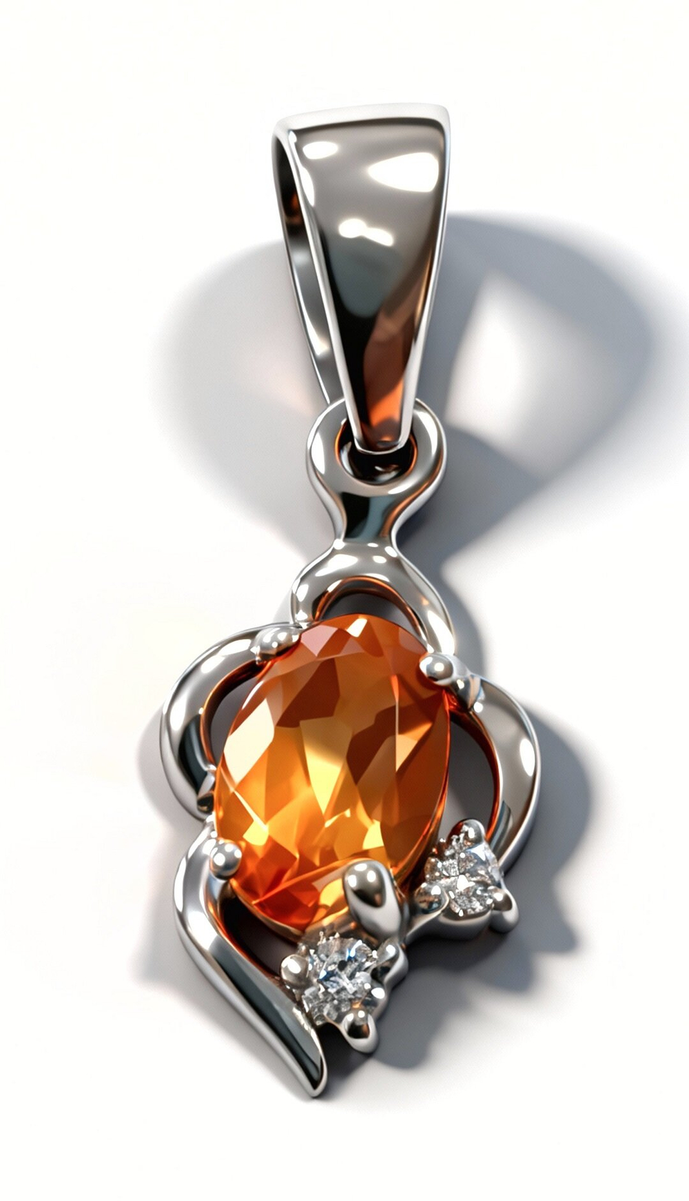 Ювелирная подвеска из серебра 925 пробы,вставка цитрин,фианиты