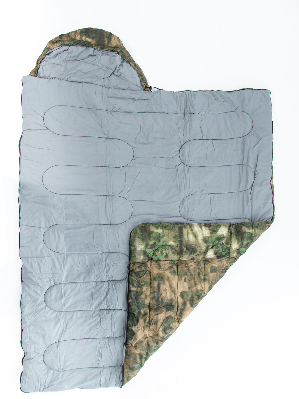 Спальный мешок TRAVELLER camo (КМФ) R-zip от-12(с подголовником 230х90см)INDI
