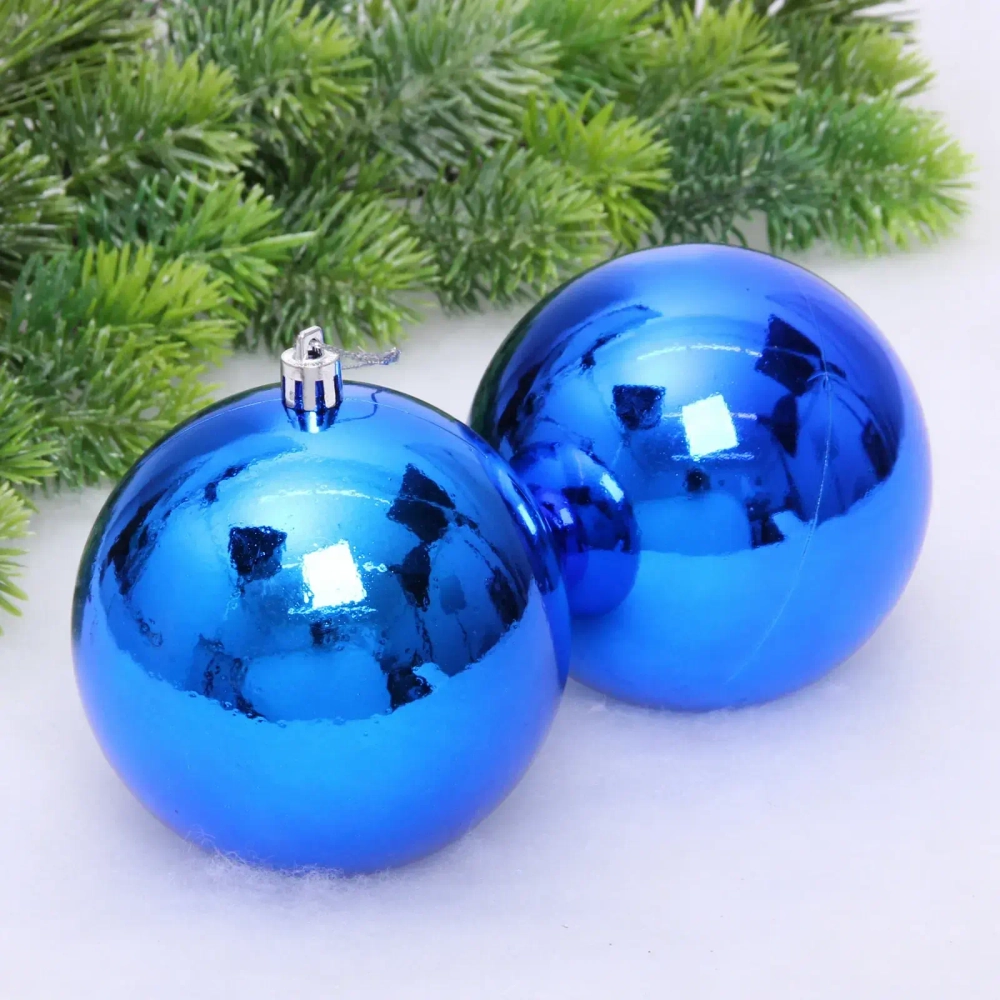 Новогодние шары 10 см (набор 2 шт) «Глянец», синий