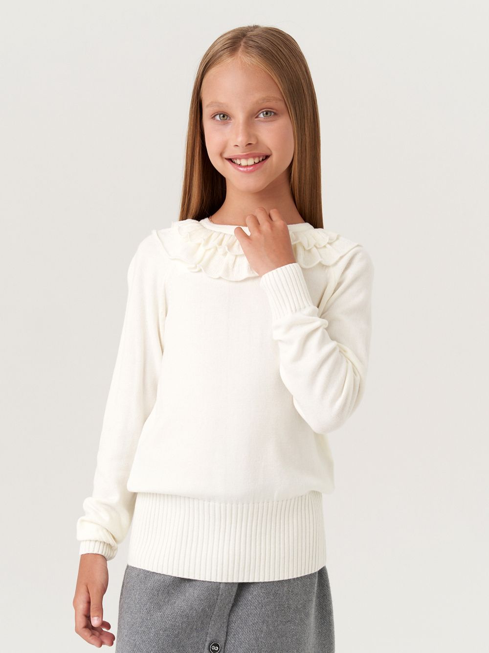 Джемпер школьный для девочки AT997  молочный