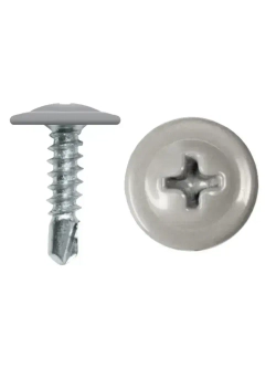 Саморезы прессшайба 4,2х16 мм сверло Серый RAL-7004 (50 шт) ЁЖкрепЁЖ.