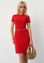 Платье трапеция красное