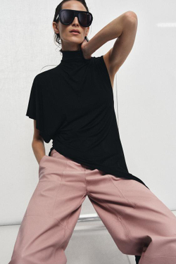 ZARA БРЮКИ ИЗ 100% КОЖИ — ZW COLLECTION LIMITED EDITION, РОЗОВЫЙ