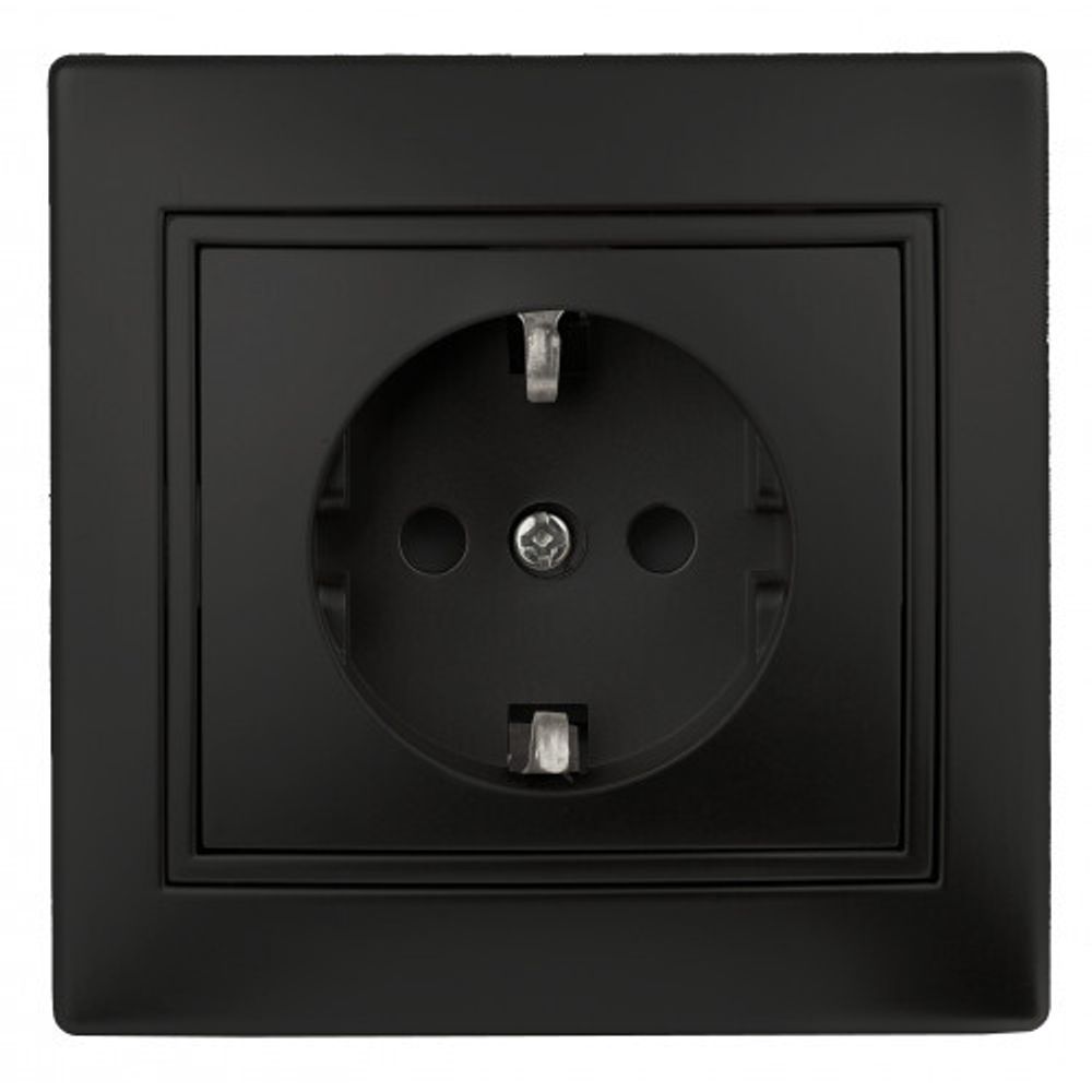 Розетка Intro Plano 1-202-05 с заземлением 2P+E Schuko, 16А-250В, IP20, СУ, антрацит