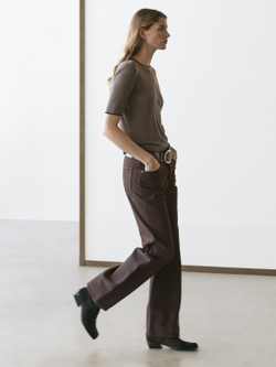 Massimo Dutti Джинсы с широкими штанинами, шоколадный