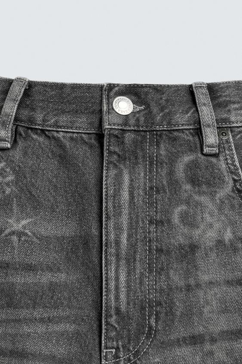 ZARA ДЖИНСОВЫЕ ШОРТЫ BAGGY С ЦЕПЯМИ, СЕРЫЙ