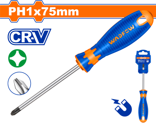 Oтвертка крестовая PH1х75мм (12/240) WADFOW WSD2213