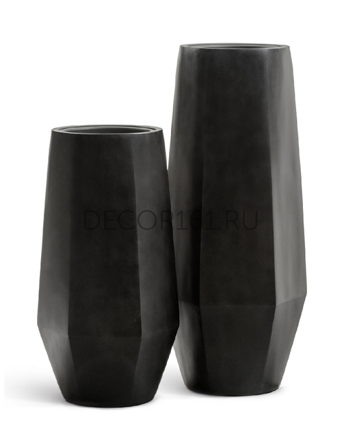 Кашпо TREEZ Effectory Crystal Высокий многогранник Антрацит в-97, д-41х36 1/1 41.3321-08-048-BLCK-097
