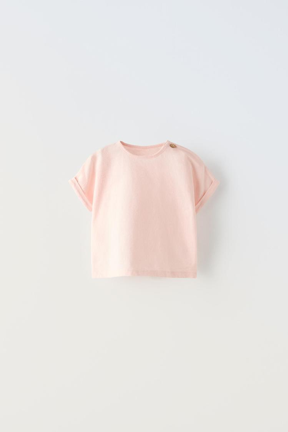 ZARA ФУТБОЛКА С ПУГОВИЦАМИ, ЦВЕТ РОЗОВОГО ДЕРЕВА