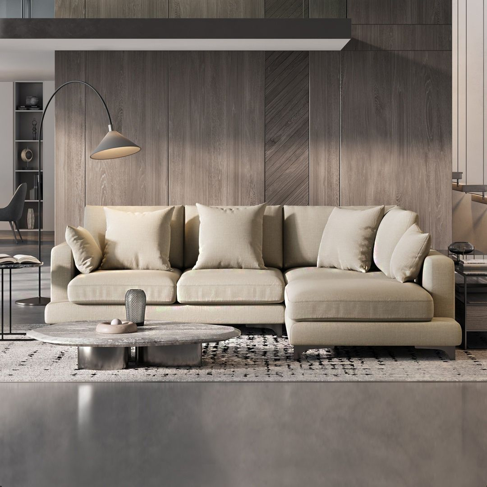 Oscar диван малый с терминальным углом рогожка бежевый