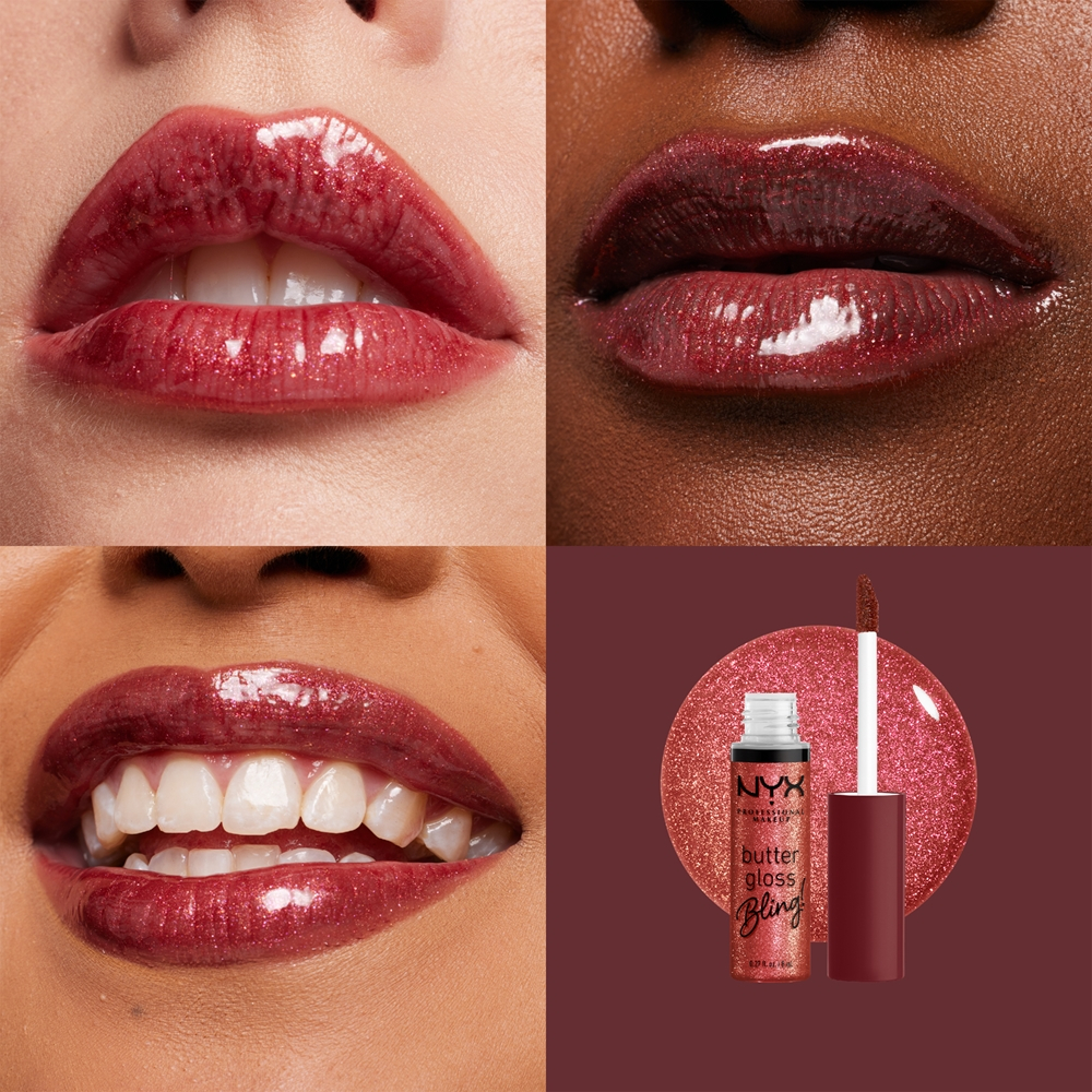 NYX Professional Makeup Butter Gloss Bling - Блеск для губ с блестящими частицами оттенок 07 Big Spender, 8 ml