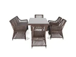 "Катания" обеденная группа плетеная на 6 персон, цвет коричневый