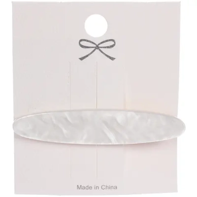 Зажим для волос «ЛАВИТА», удлиненный овал, цвет белый, 6.5*1.3см (белый блистер)