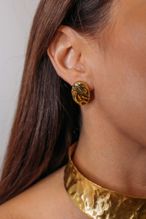 Серьги "Мятые пуговицы" в золочении