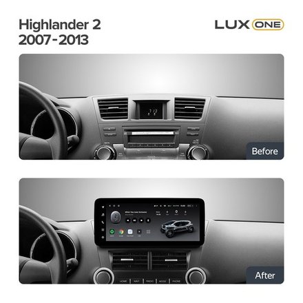 Магнитола для Toyota Highlander 2 XU40 2007-2013 (поддержка JBL) - Teyes LUX ONE 360 монитор 12.3" 2K QLED на Android 10, 6/128Гб, CarPlay, 4G SIM-слот, 4 камеры в комплекте