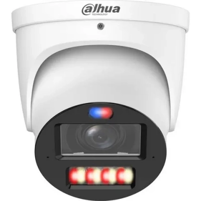 Уличная купольная IP-видеокамера Dahua WizColor 4Мп; 1/1.8” CMOS; моторизованный объектив 2.7~12мм (4x); LED 50м, ИК 50м; сигнализация красно-синей подсветкой; IP67; метал