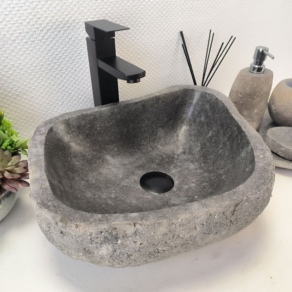 Каменная раковина из речного камня RS-63589 (42*35*14) 0122