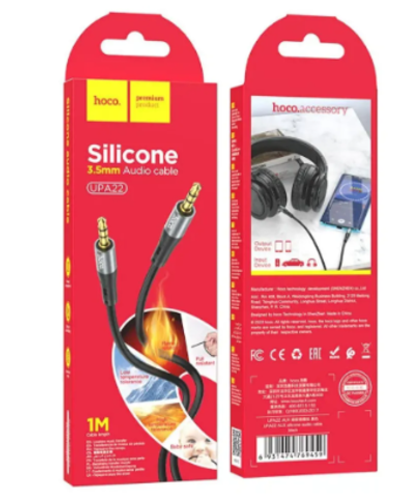 Кабель Hoco UPA22 AUX Audio cable (3.5mm) на (3.5mm) 100см силиконовый (черный)