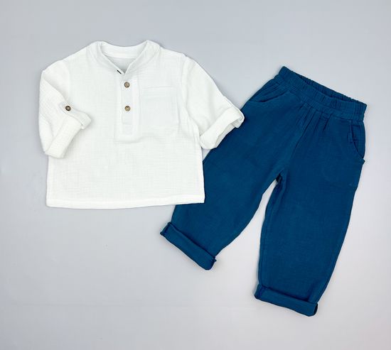 Комплект муслиновый, Петроль/Белый