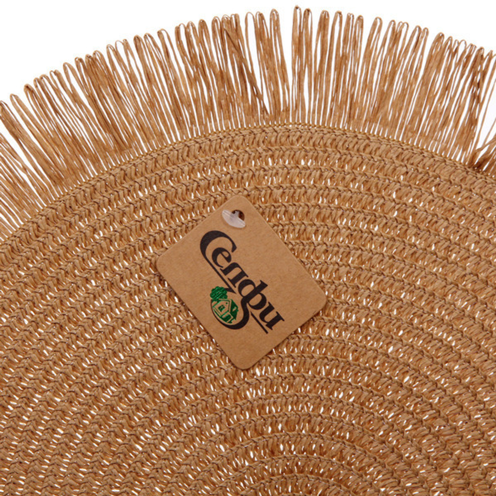 Салфетка на стол 38см плетеная «Бохо» льняной