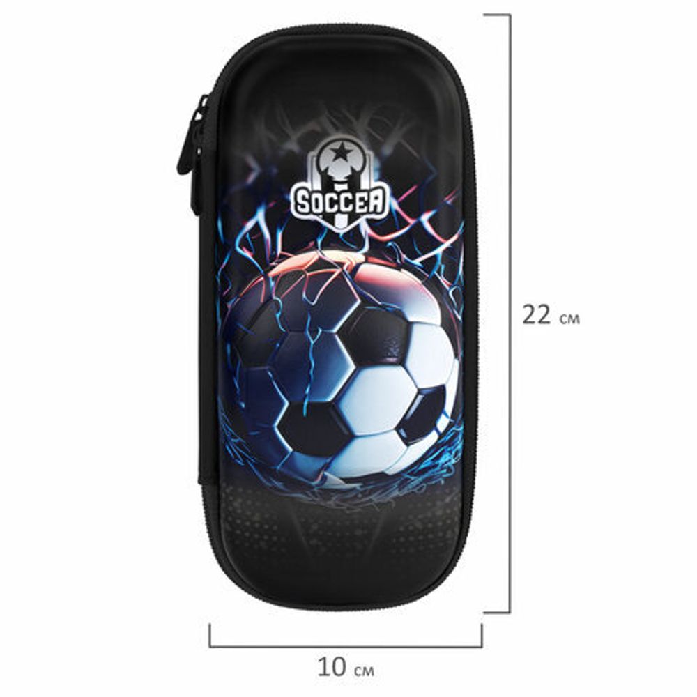 Пенал ЮНЛАНДИЯ, 1 отделение, 1 откидная планка, карман, EVA покрытие soft-touch, 22х10х5 см, "Soccer Club", 273186