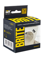 BRITE Розетка 1-местная с заземлением с защитными шторками 16А с USB A+A 5В 3,1А РЮш10-2-БрБ белый IEK