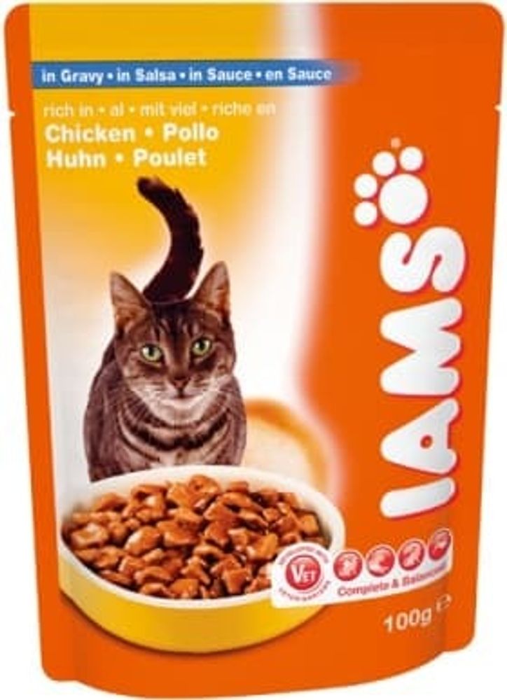 IAMS Cat Pouch корм для взрослых кошек с курицей 100 г в соусе