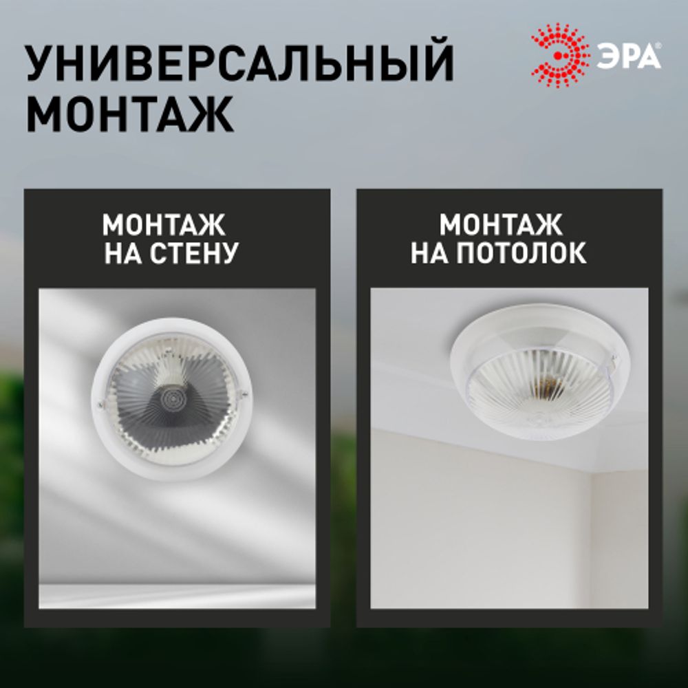 Светильник ЭРА НБП 06-60-002 Сириус поликарбонат IP54 E27 max 60Вт D220 круглый матовый