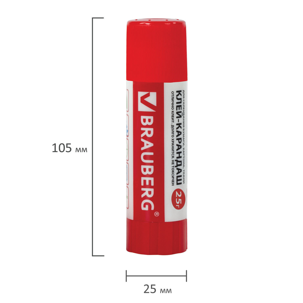 Клей-карандаш BRAUBERG 25 г (24 штуки в упаковке)