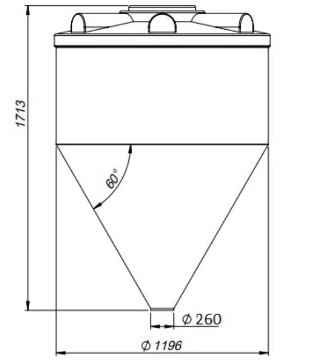 Емкость конусная 45 градусов крышка 350мм (цвет белый) для жидких продуктов Ирпласт 1000 л.(1196x1196x1323см;белый) - арт.560319