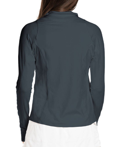 Женская теннисная футболкаLucky in Love Tech Performance Architect 1/4 Zip Long Sleeve - Gray
