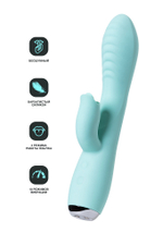 Вибратор с клиторальным стимулятором и язычком Milo мятный 20 см